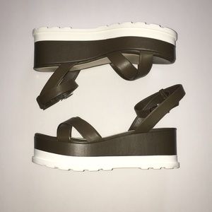 Olive Gianni Bini Wedge Sandals